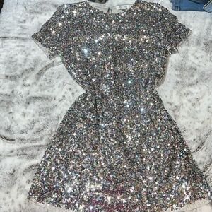 Short sleeve sequin dress